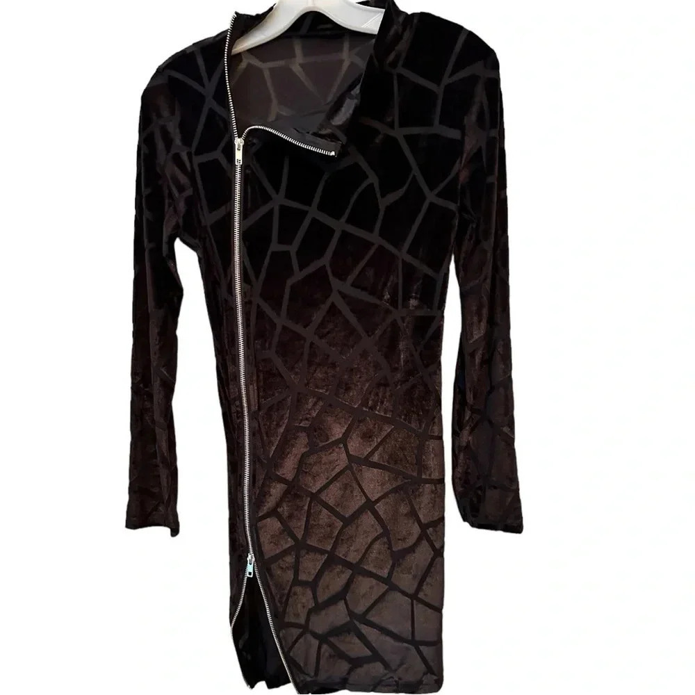 NEW Women’s Sexy Sheer Mesh Boydcon Midi Dress See Through Printed Long Sleeve